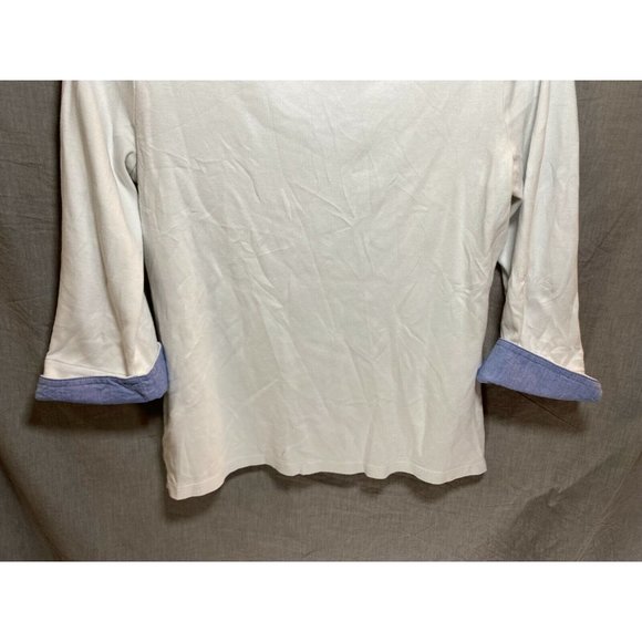 Nautica Shirt‎ Womens Medium White Round Neck Contrast Cuff Long Sleeve Ladies. - Picture 3 of 9
